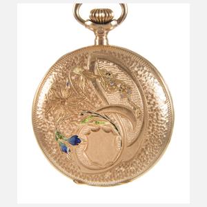 Damenhängeuhr Gold und Emaille