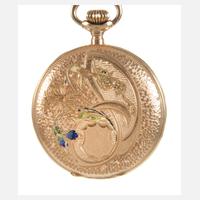 Damenhängeuhr Gold und Emaille111