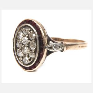 Historischer Ring mit Diamanten und Granaten