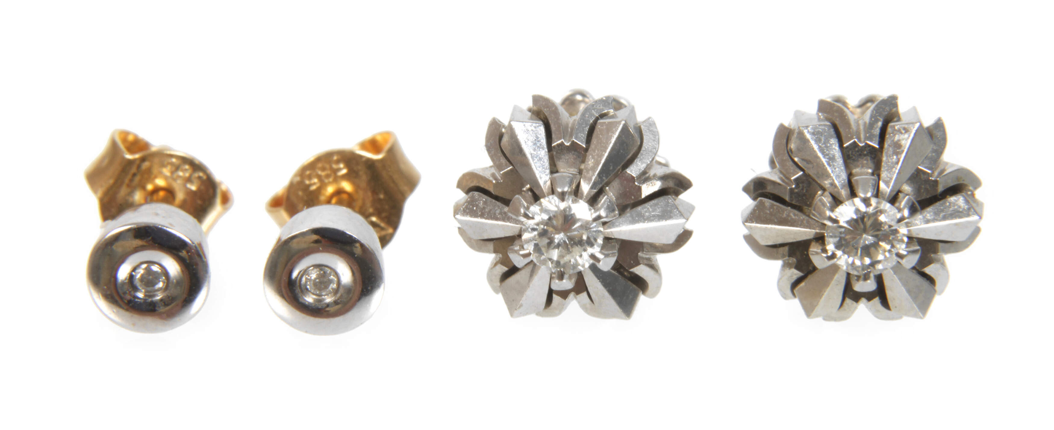 Zwei Paar Ohrstecker mit Brillanten