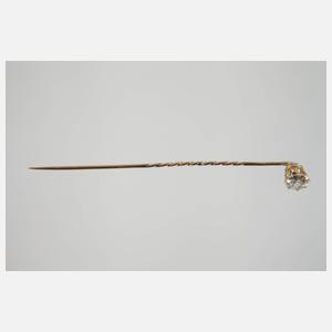 Reversnadel mit Altschliffdiamant von ca. 0,8 ct
