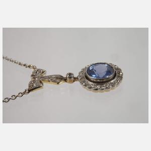 Art déco-Collier mit Saphir und Diamanten