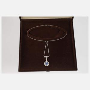 Art déco-Collier mit Saphir und Diamanten