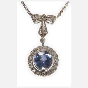 Art déco-Collier mit Saphir und Diamanten