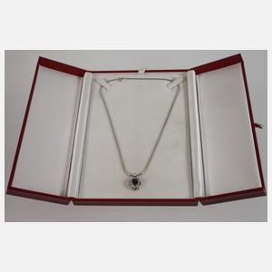 Anhänger mit Saphir und Brillanten von zusammen ca. 1,2 ct