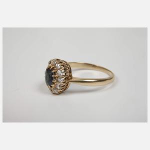 Damenring mit Saphir und Diamanten