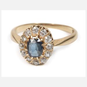 Damenring mit Saphir und Diamanten