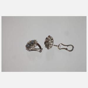 Ohrclips mit Saphiren und Brillanten