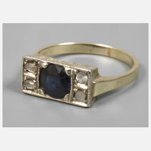 Damenring mit Saphir und Diamanten
