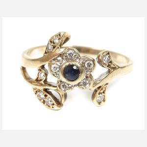Damenring mit Saphir und Brillanten