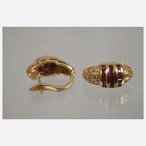 Paar Ohrringe mit Rubinen und Brillanten