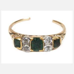 Damenring mit Smaragden und Diamanten