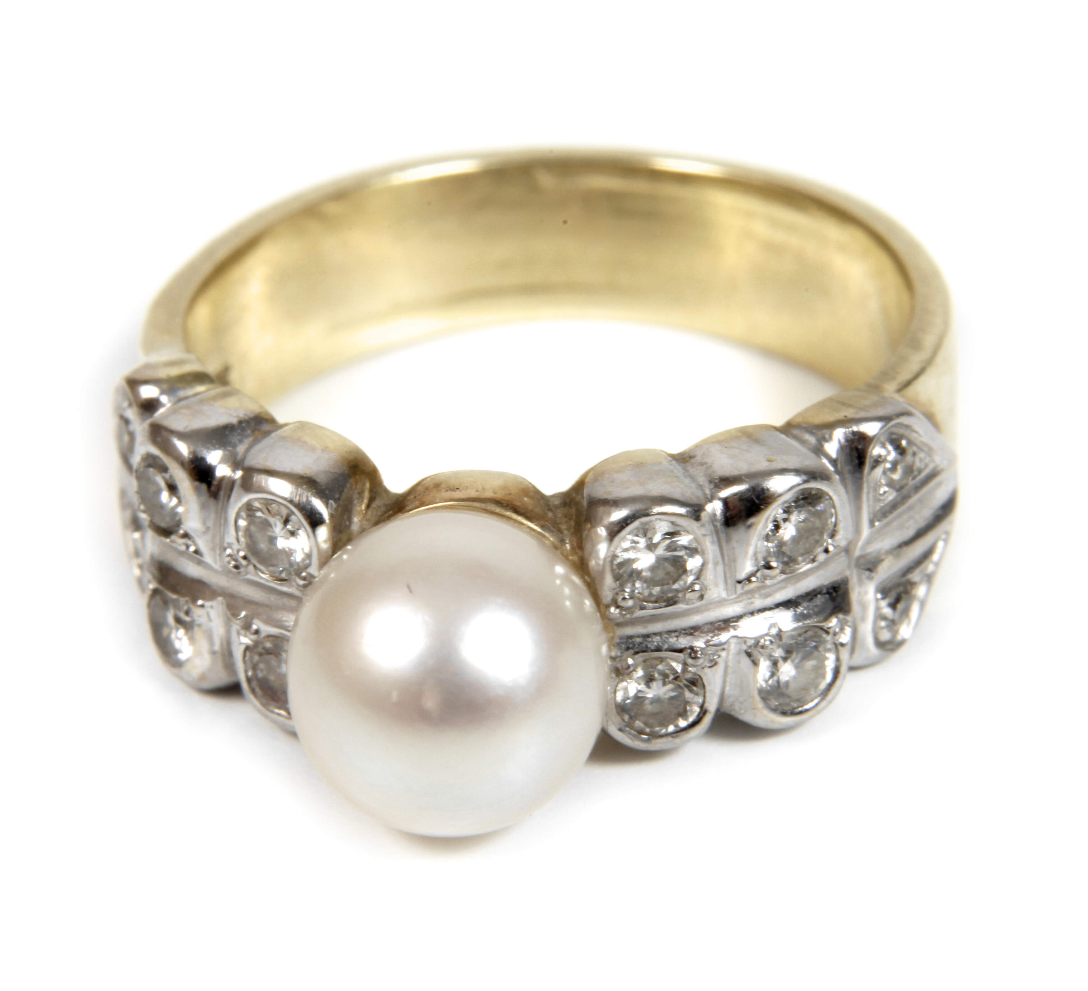 Damenring mit Brillanten und Perle