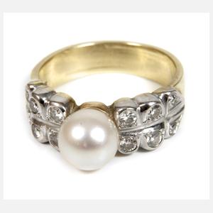 Damenring mit Brillanten und Perle