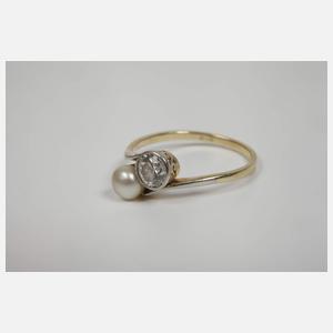 Damenring mit Brillant und Perle