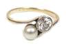 Damenring mit Brillant und Perle