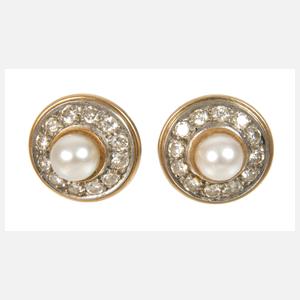 Paar Ohrstecker mit Perlen und Brillanten