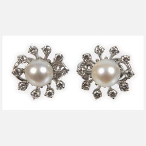 Paar Ohrstecker mit Perlen und Brillanten