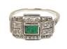 Art déco Ring mit Diamanten und Smaragd