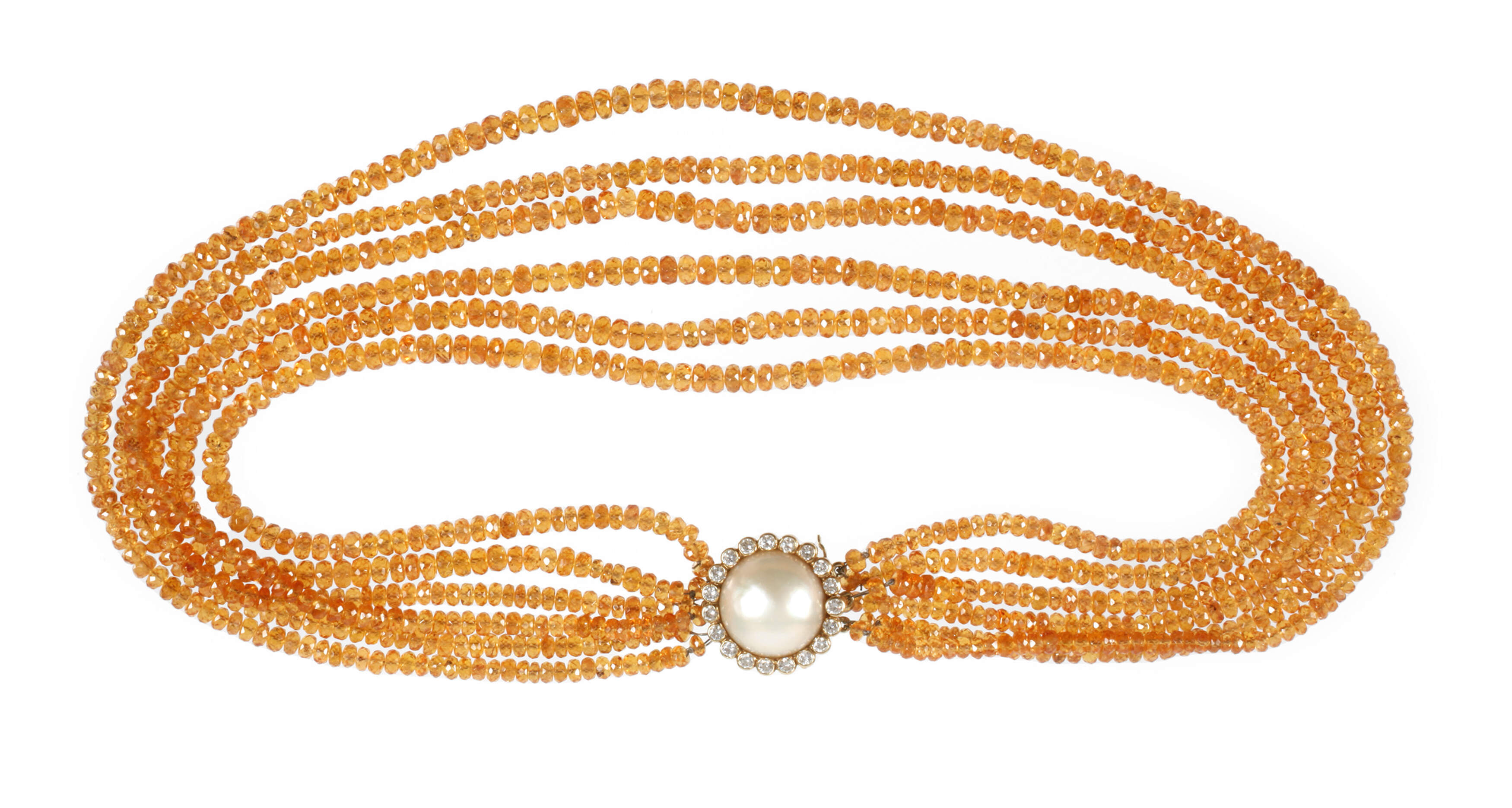Collier mit Brillanten und Mandarin-Granat