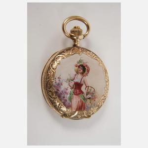 Jugendstil-Hängeuhr Emaille