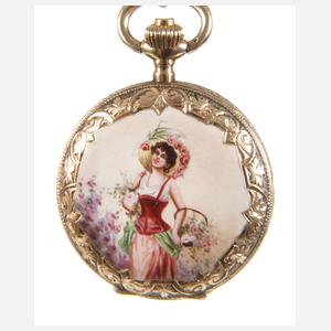 Jugendstil-Hängeuhr Emaille