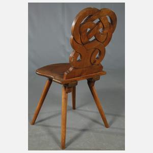 Paar bäuerliche Brettstühle