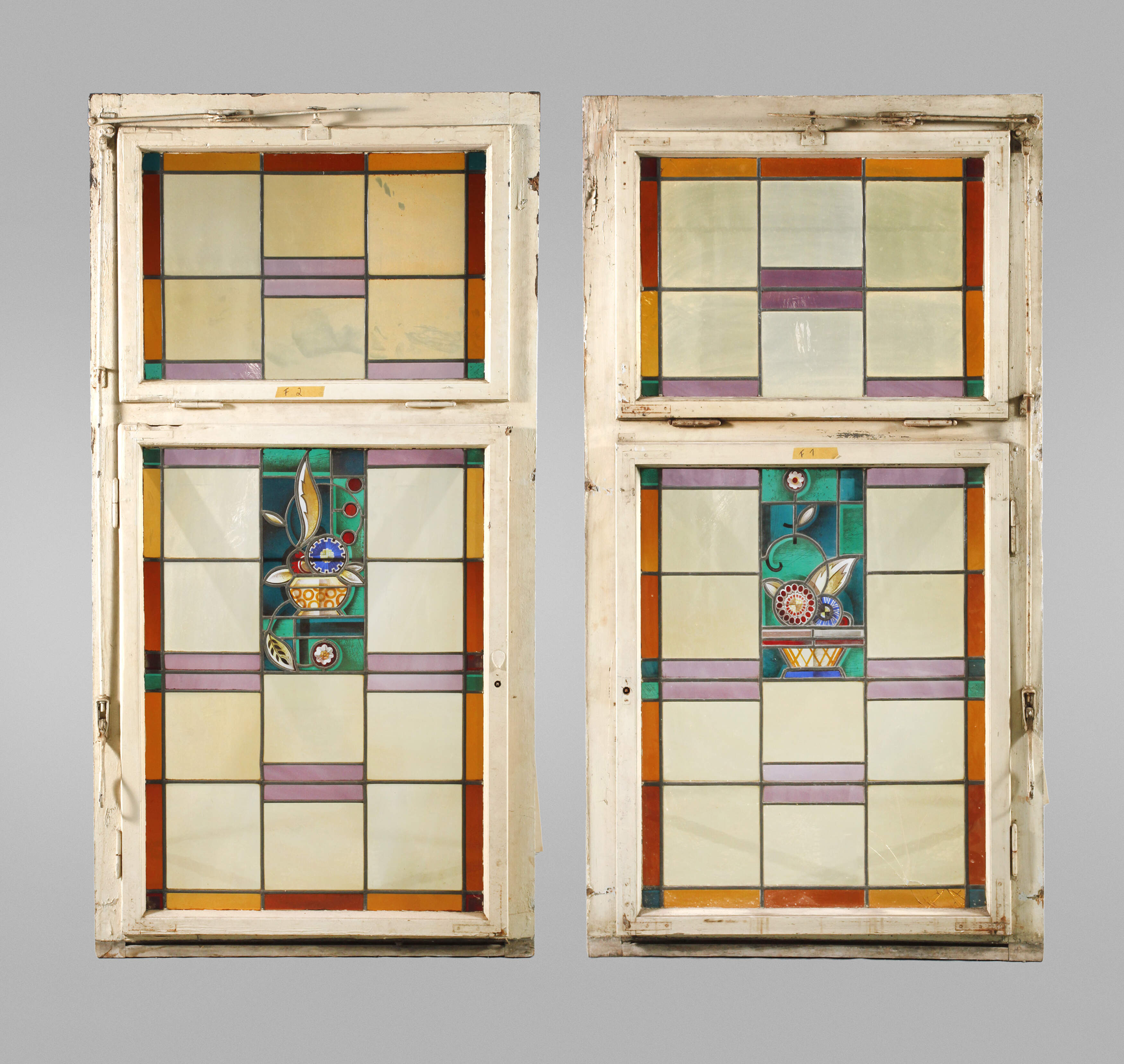 Paar Bleiglasfenster Art déco