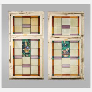Paar Bleiglasfenster Art déco