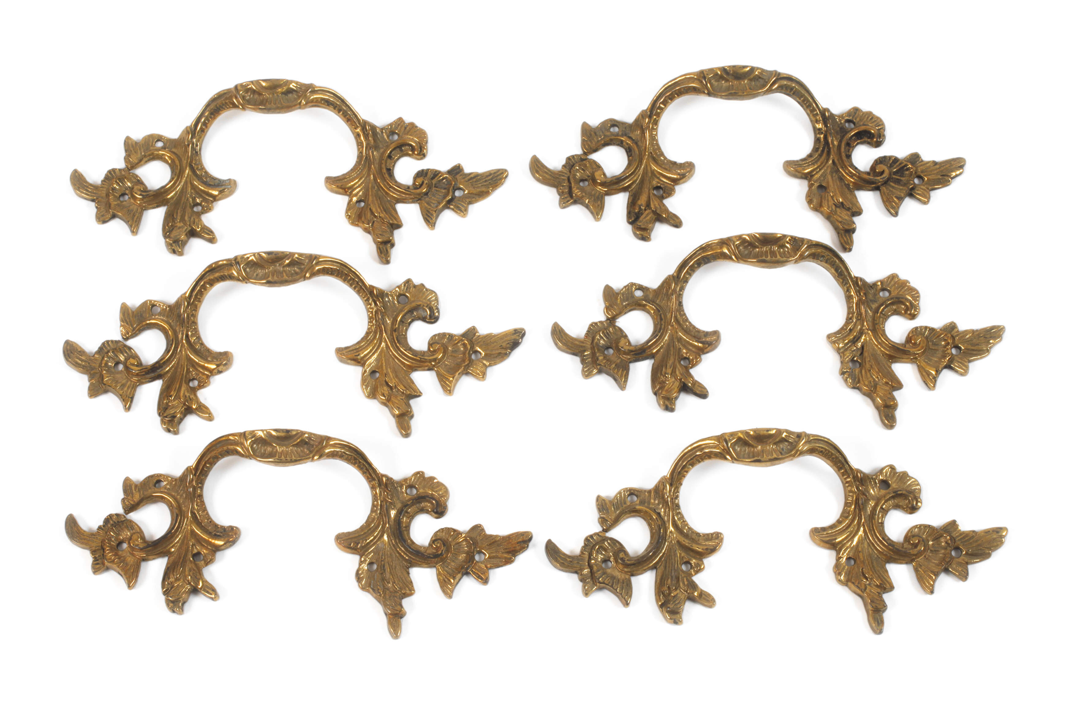 Sechs barocke Kommodenbeschläge