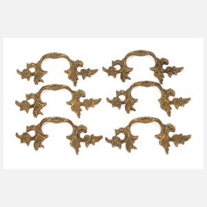 Sechs barocke Kommodenbeschläge