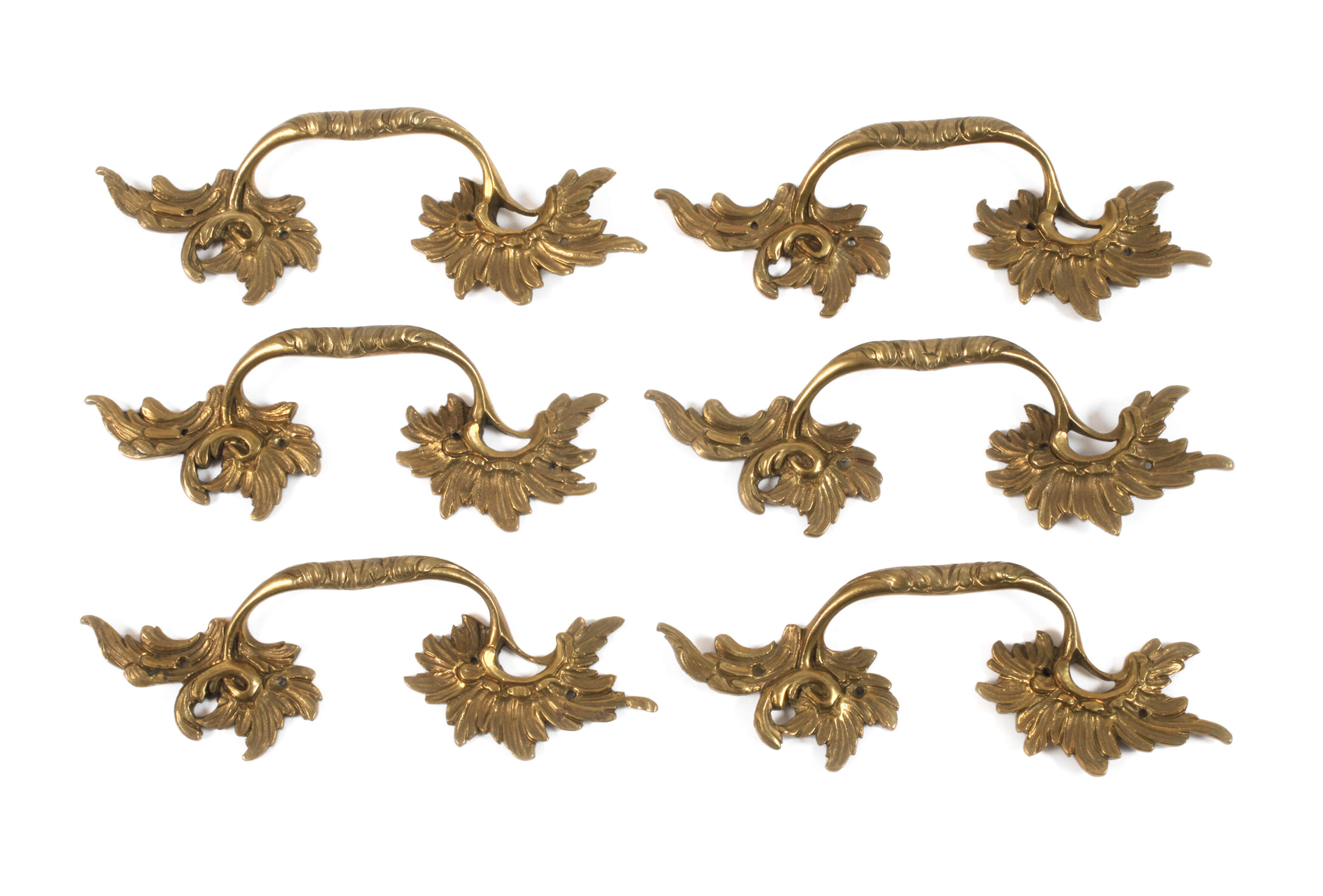 Sechs barocke Kommodenbeschläge