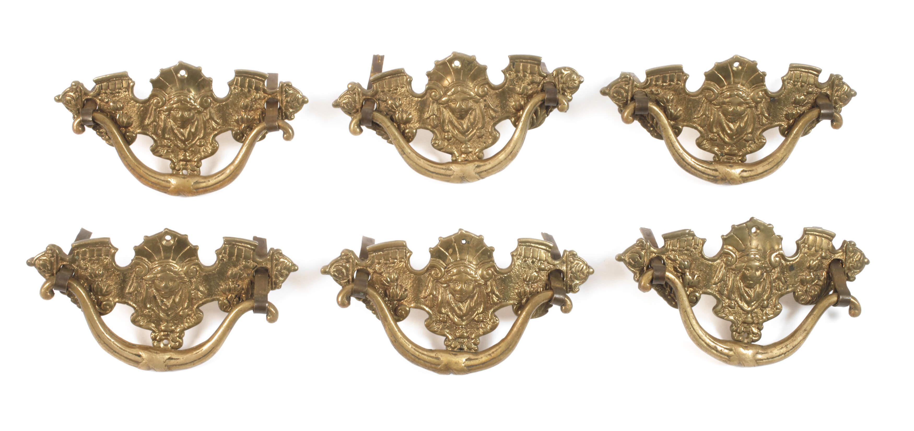 Sechs barocke Kommodenbeschläge