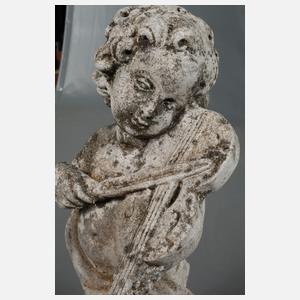 Gartenfigur Putto als Geigenspieler