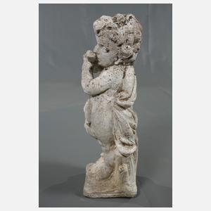 Gartenfigur Putto als Flötenspieler