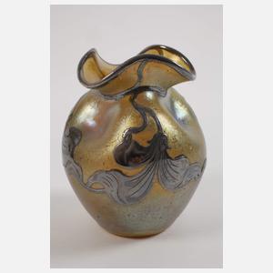 Loetz Witwe kleine Vase mit Silveroverlay