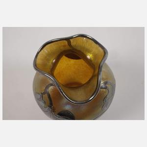 Loetz Witwe kleine Vase mit Silveroverlay