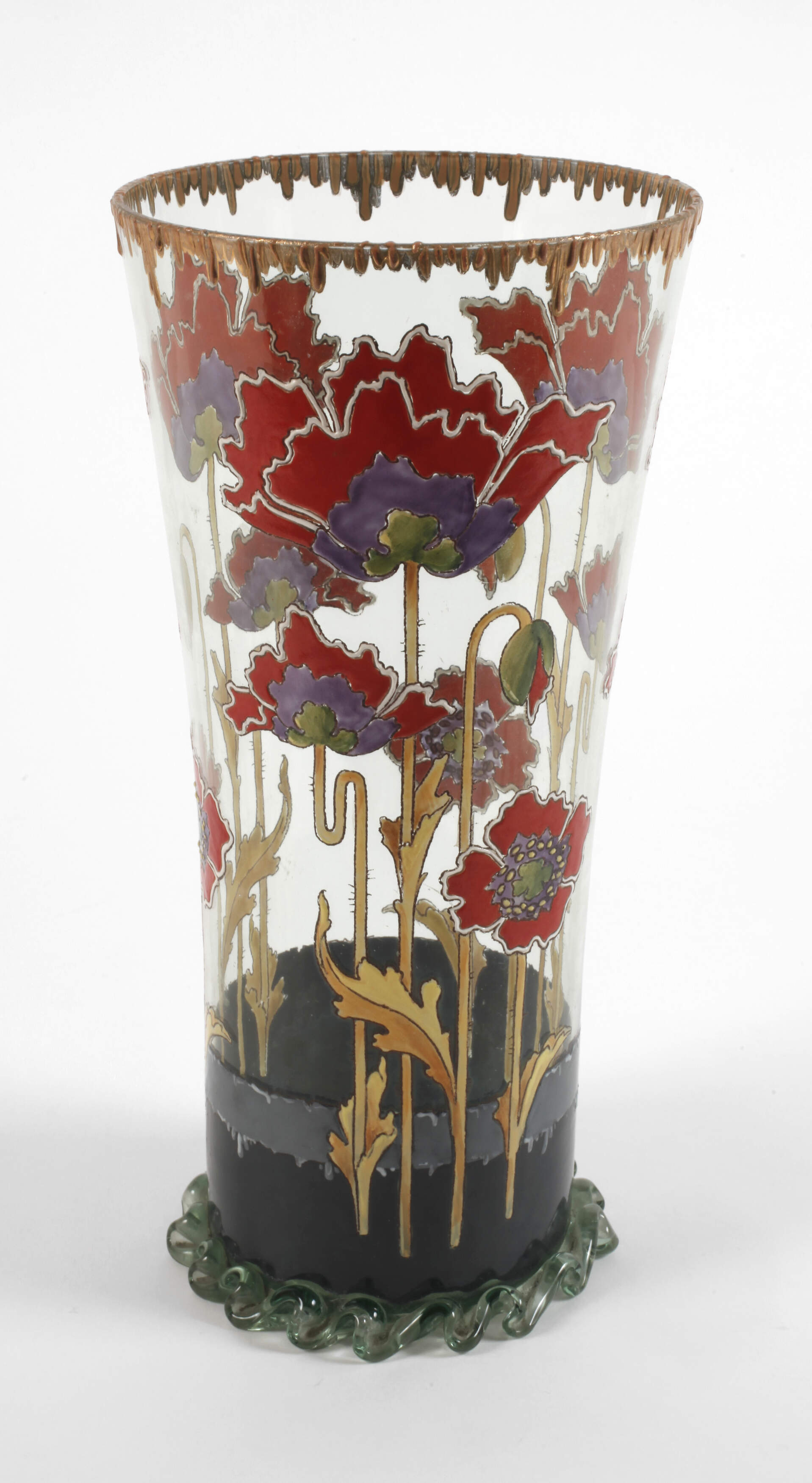 Fritz Heckert Vase mit Mohndekor