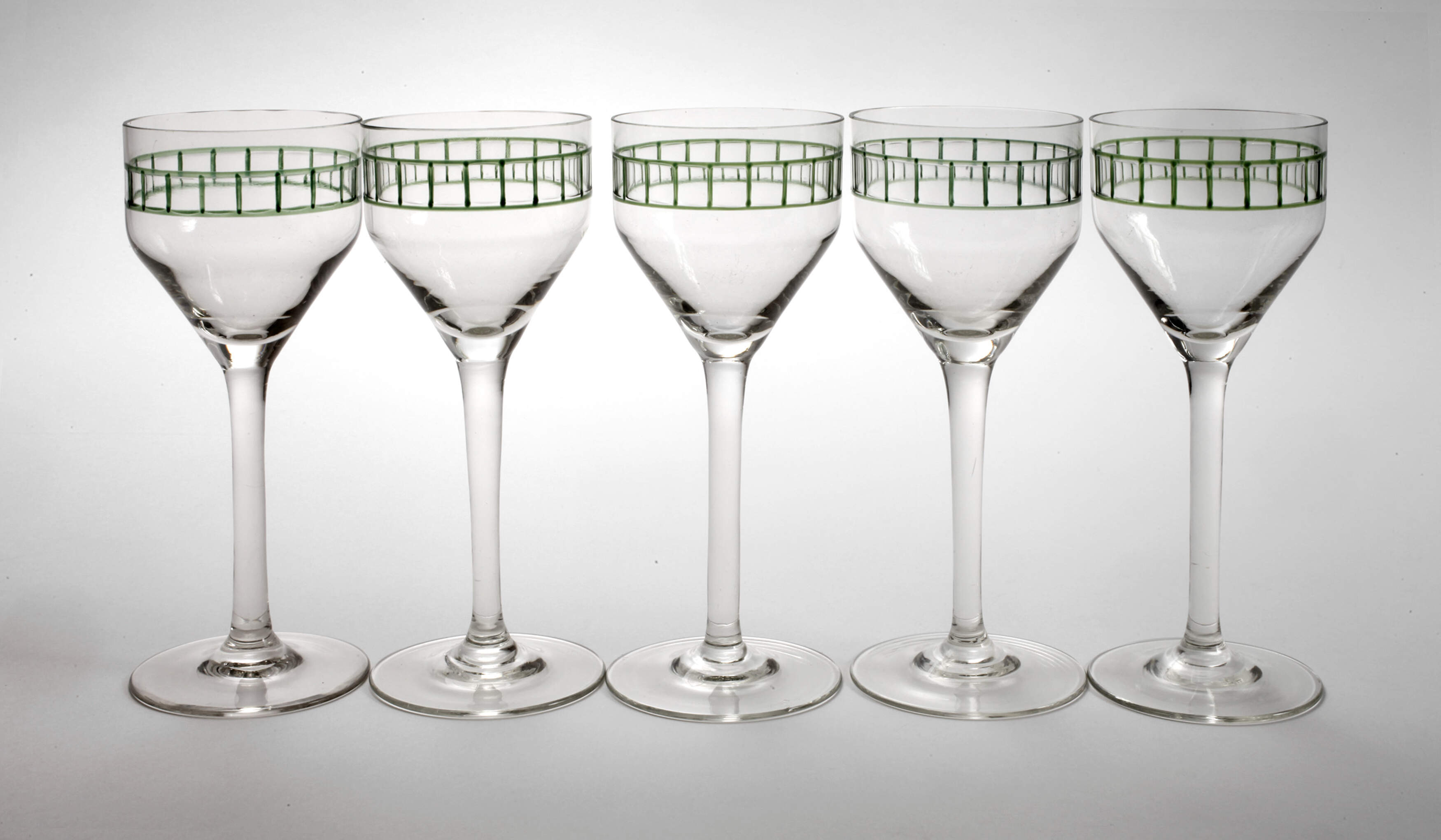 Poschinger fünf Likörgläser Würfelschliff