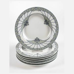 Meissen sechs Teller aus dem "Flügelmuster-Service“