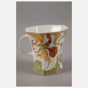 Rozenburg Mokkatasse mit Untertasse Kressedekor