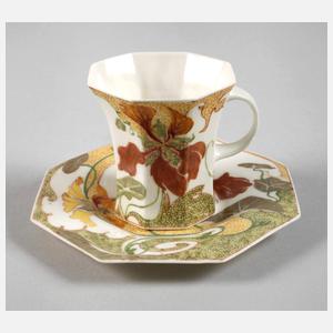 Rozenburg Mokkatasse mit Untertasse Kressedekor