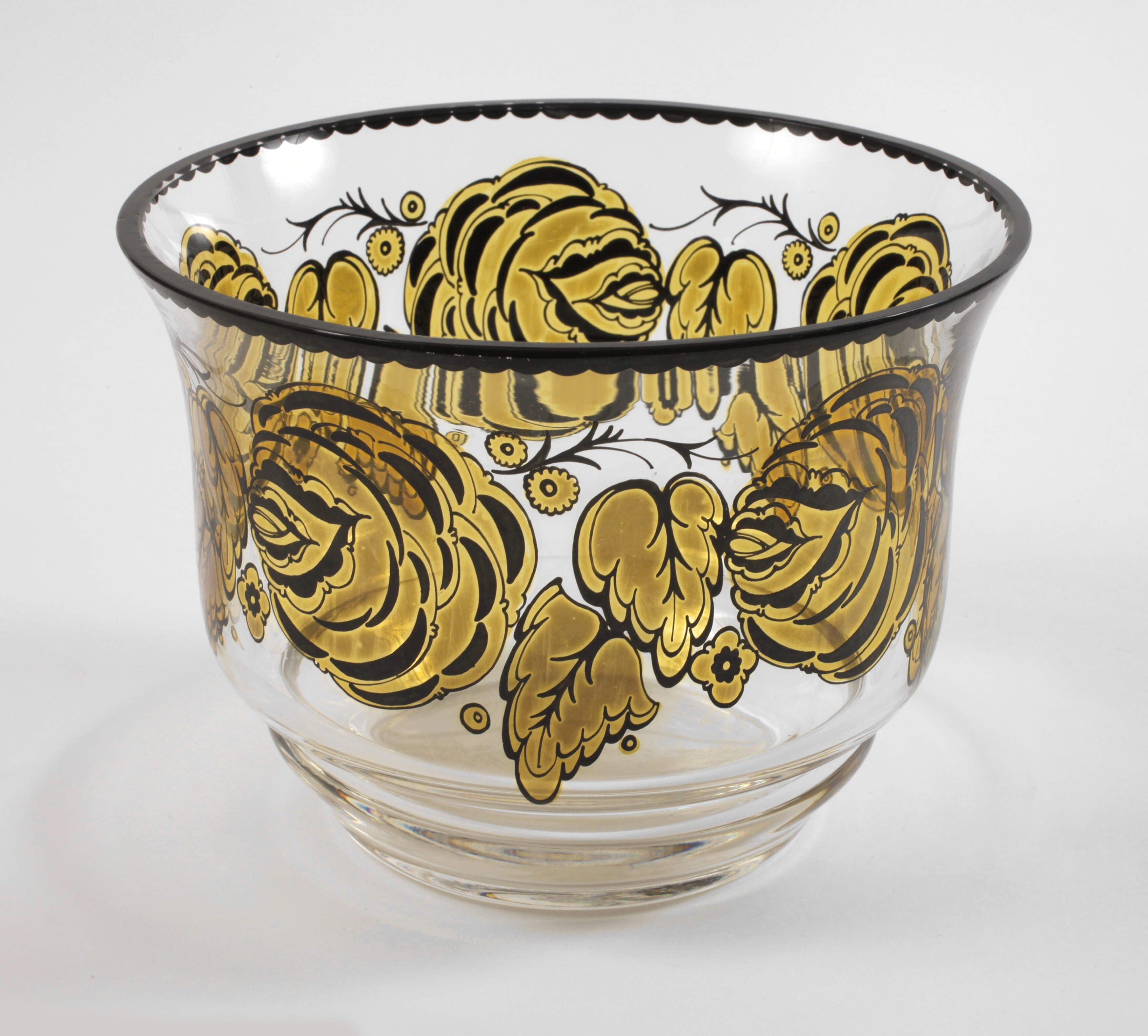 Glasschale mit Schwarzlotmalerei