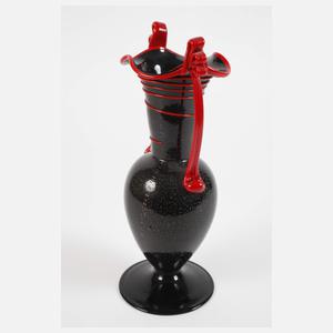 Murano Fratelli Toso Henkelvase Rosso nero