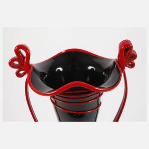 Murano Fratelli Toso Henkelvase Rosso nero