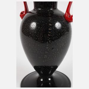 Murano Fratelli Toso Henkelvase Rosso nero