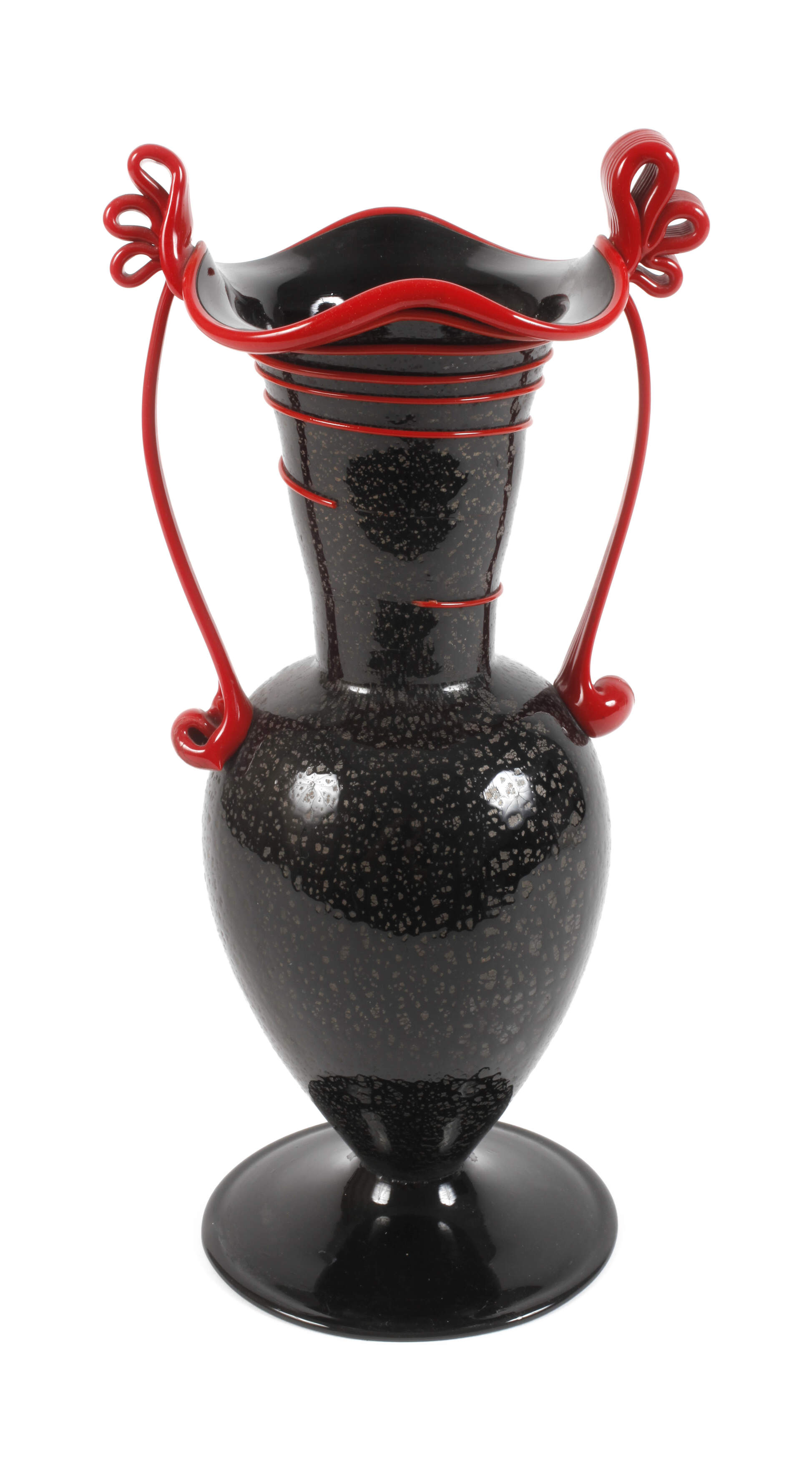 Murano Fratelli Toso Henkelvase Rosso nero