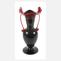 Murano Fratelli Toso Henkelvase Rosso nero111