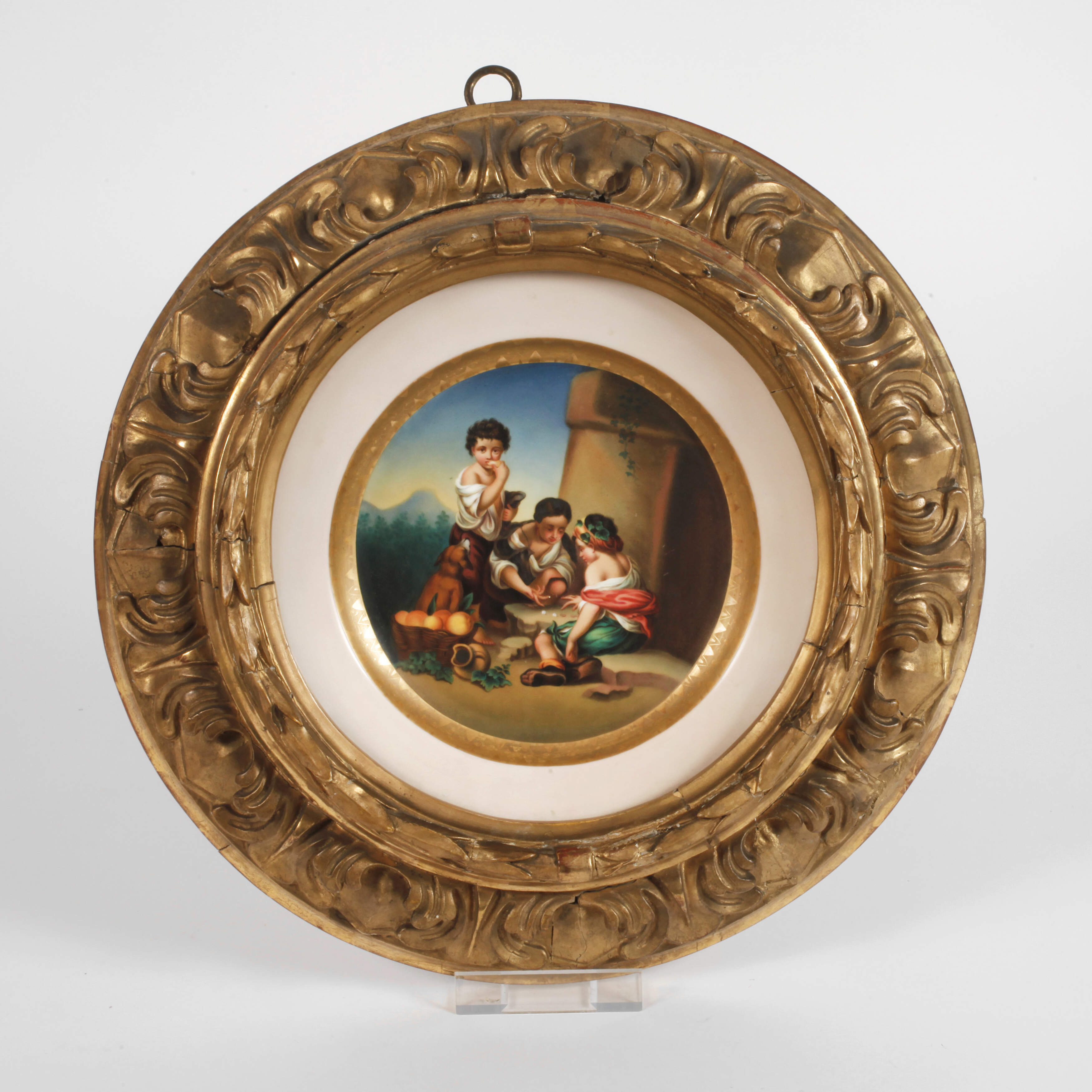 Wandteller "Kinder beim Würfelspiel"