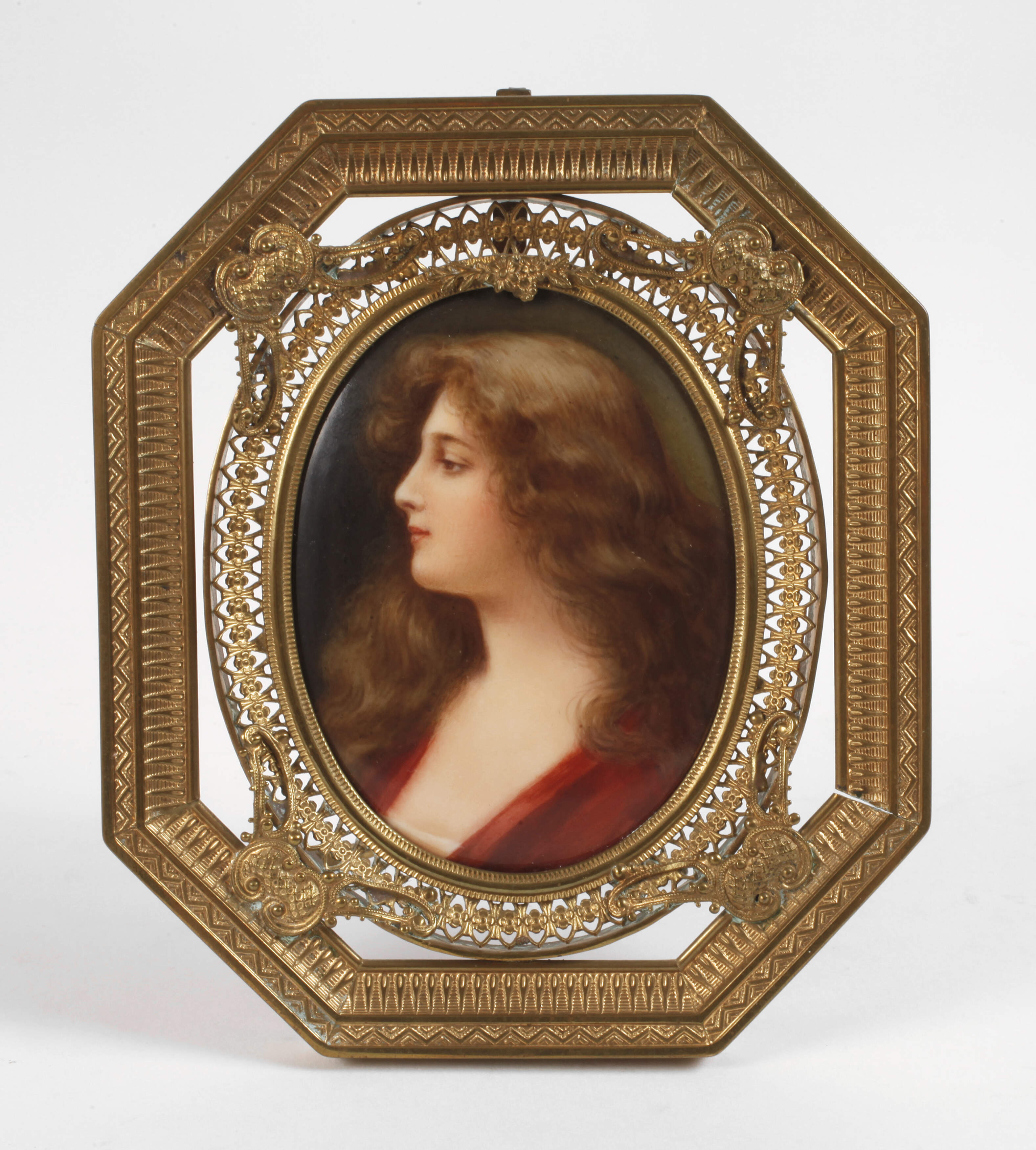 Kleine Bildplatte Mädchenportrait in Tischrahmen